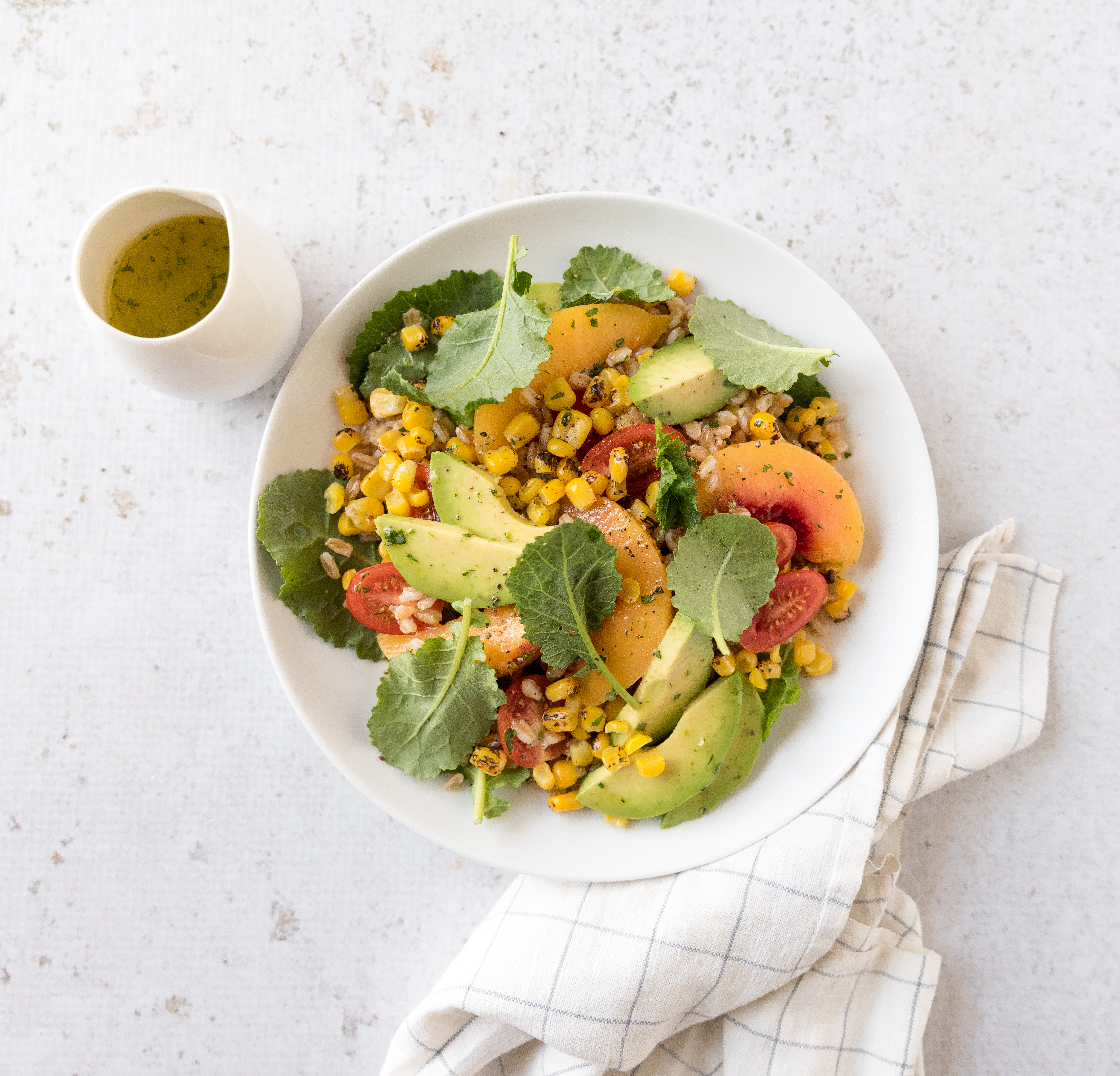 Grilled Corn and Peach Salad