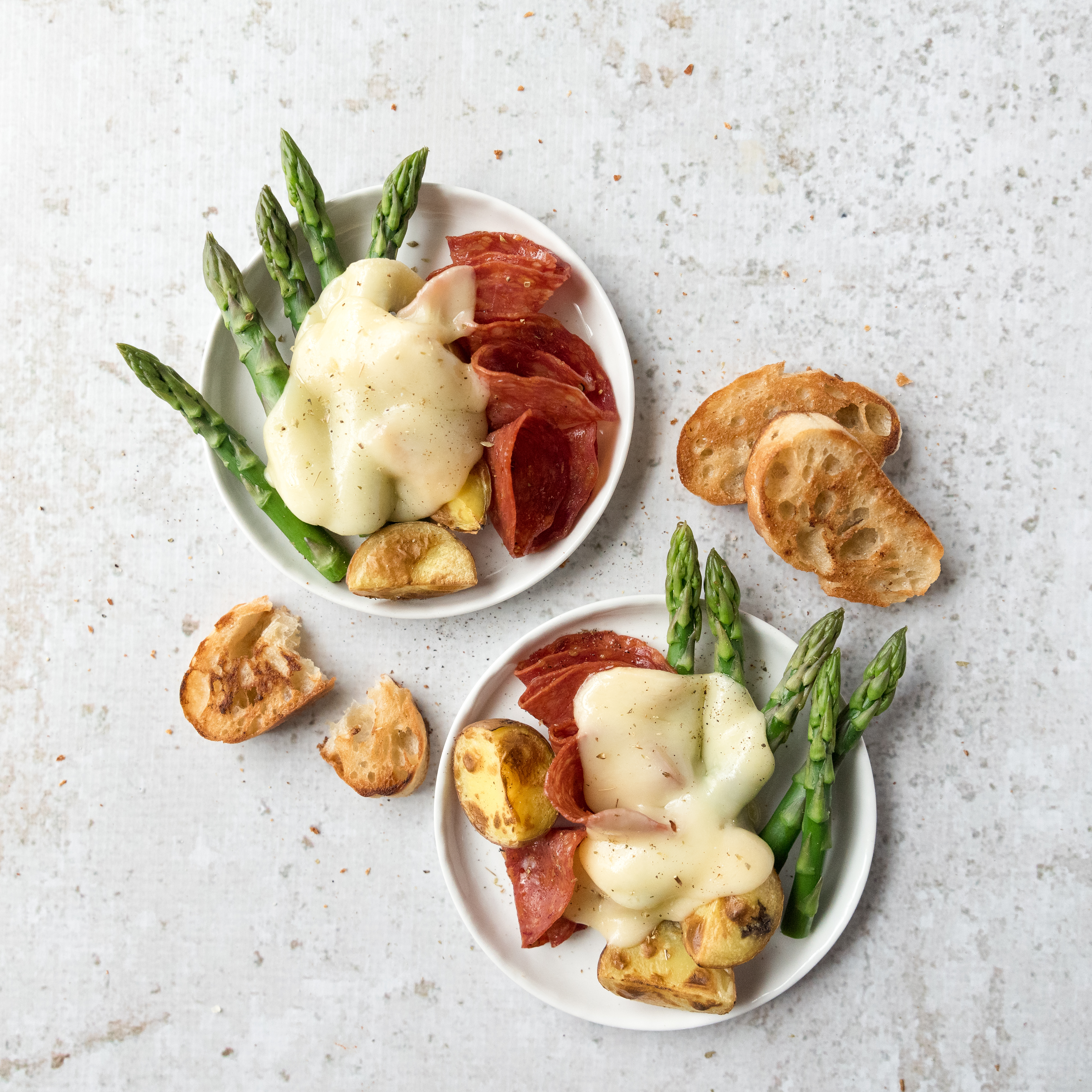 Raclette with Potatoes and Asparagus