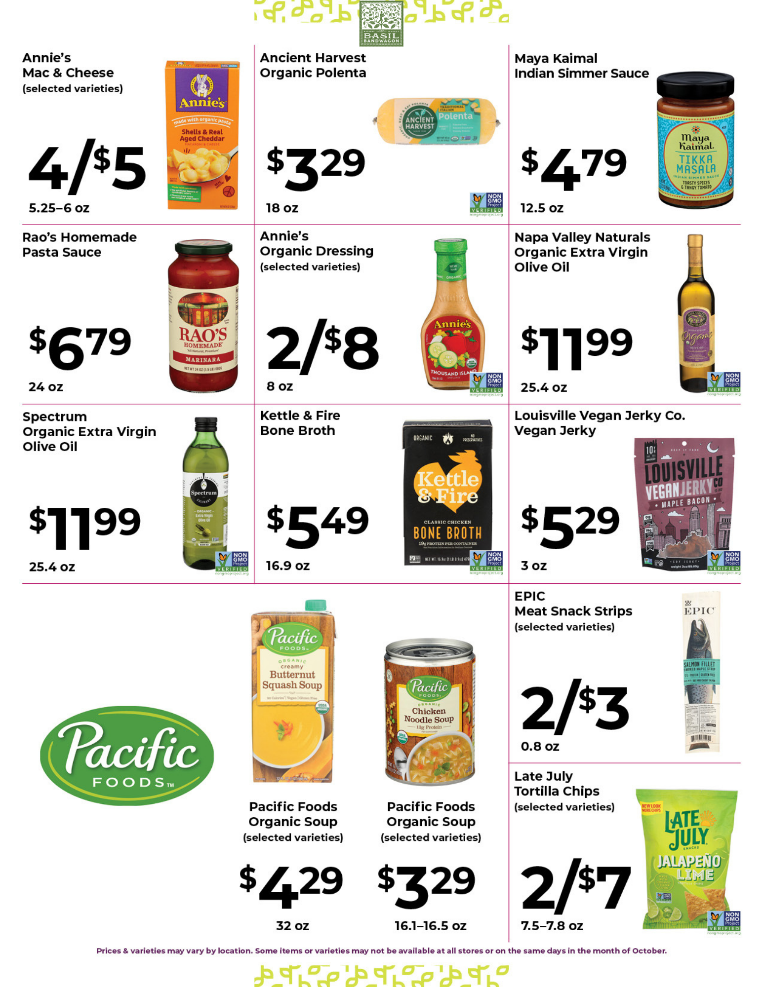 Basil Bandwagon Natural Market Monthly Sales Flyer