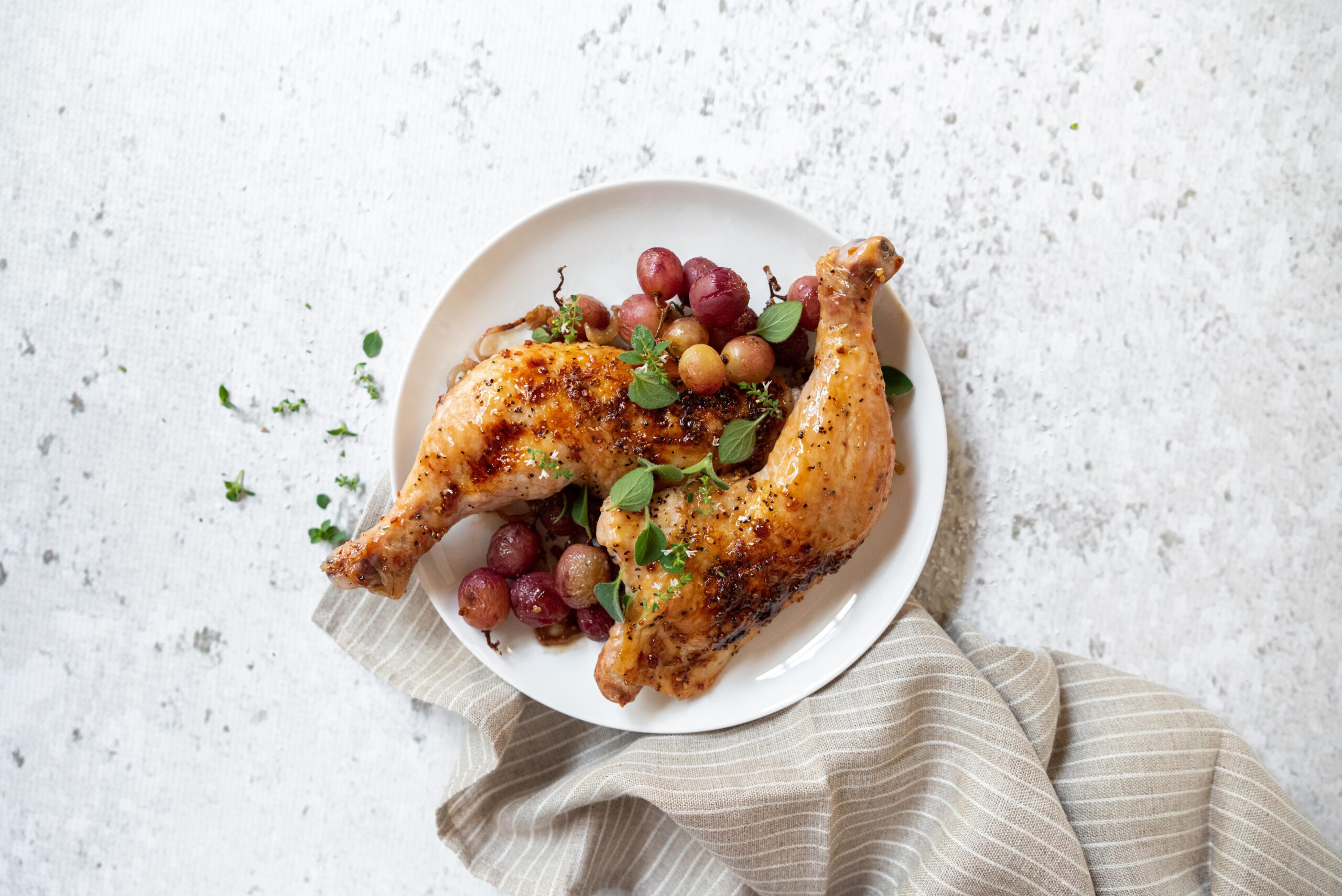 Roasted Chicken Legs with Grapes