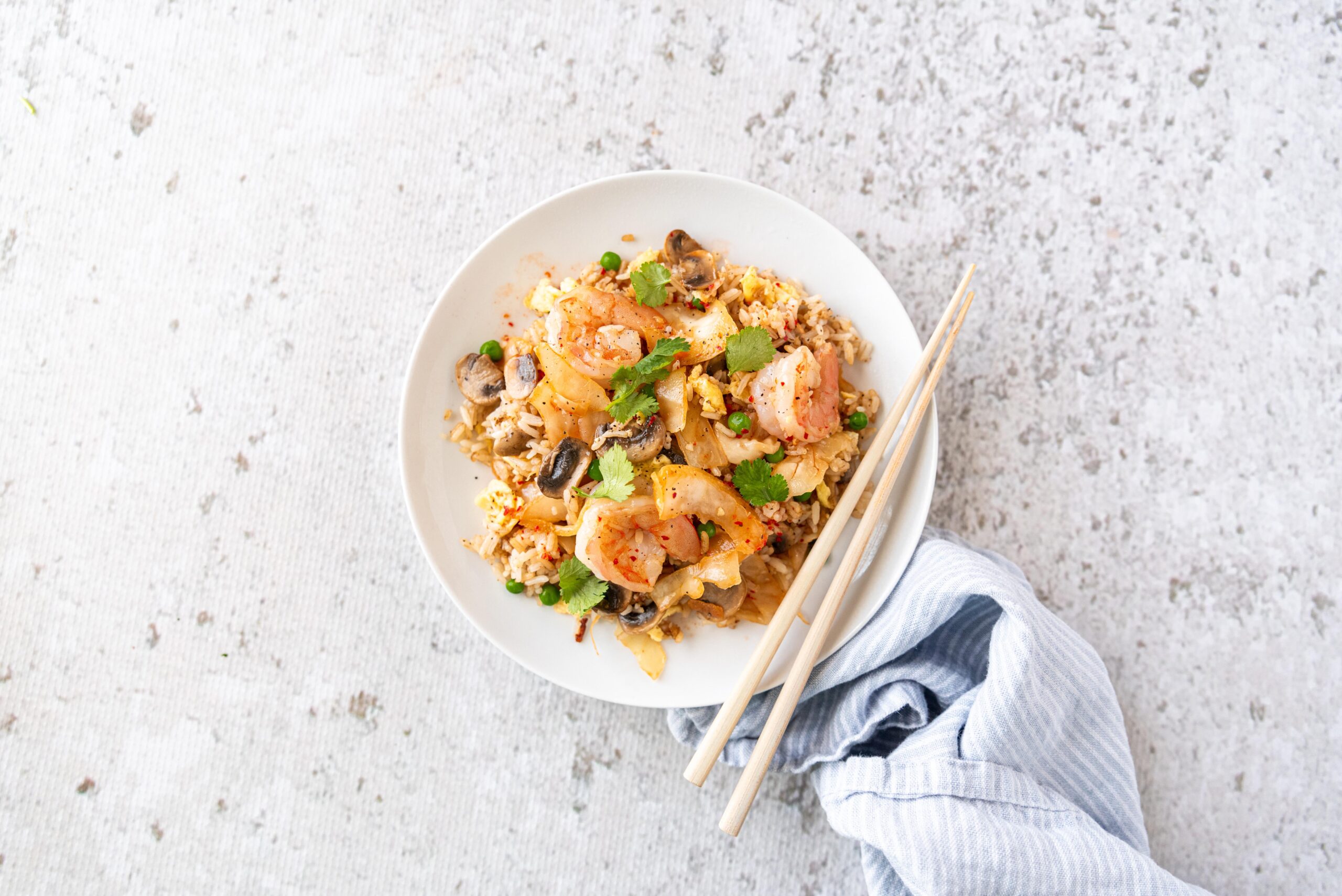 Kimchi Fried Rice with Shrimp