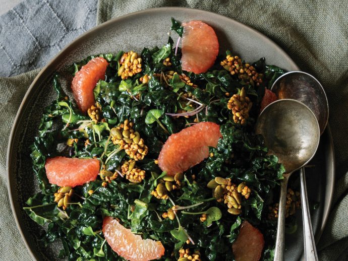 Kale and Grapefruit Salad with Buckwheat and Pumpkin Seed Granola