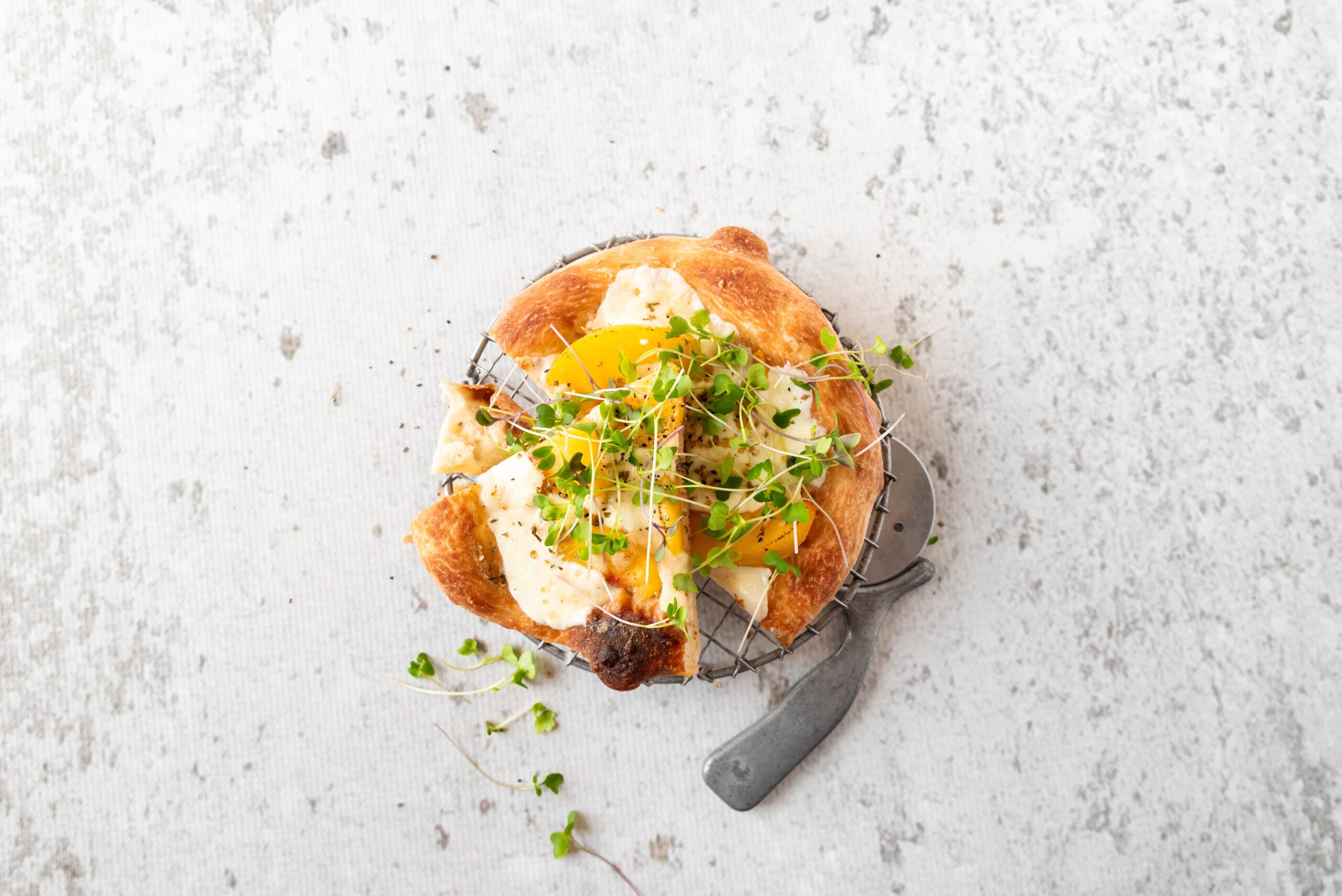 Peach and Fresh Mozzarella Flatbread