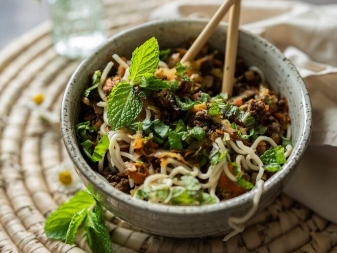 Thai Bison and Vegetable Noodle Bowls