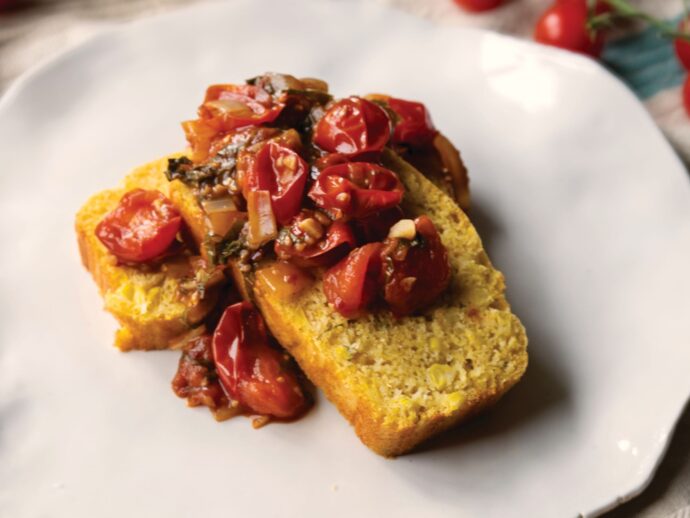 Corn-Studded Cornbread with Saucy Tomatoes